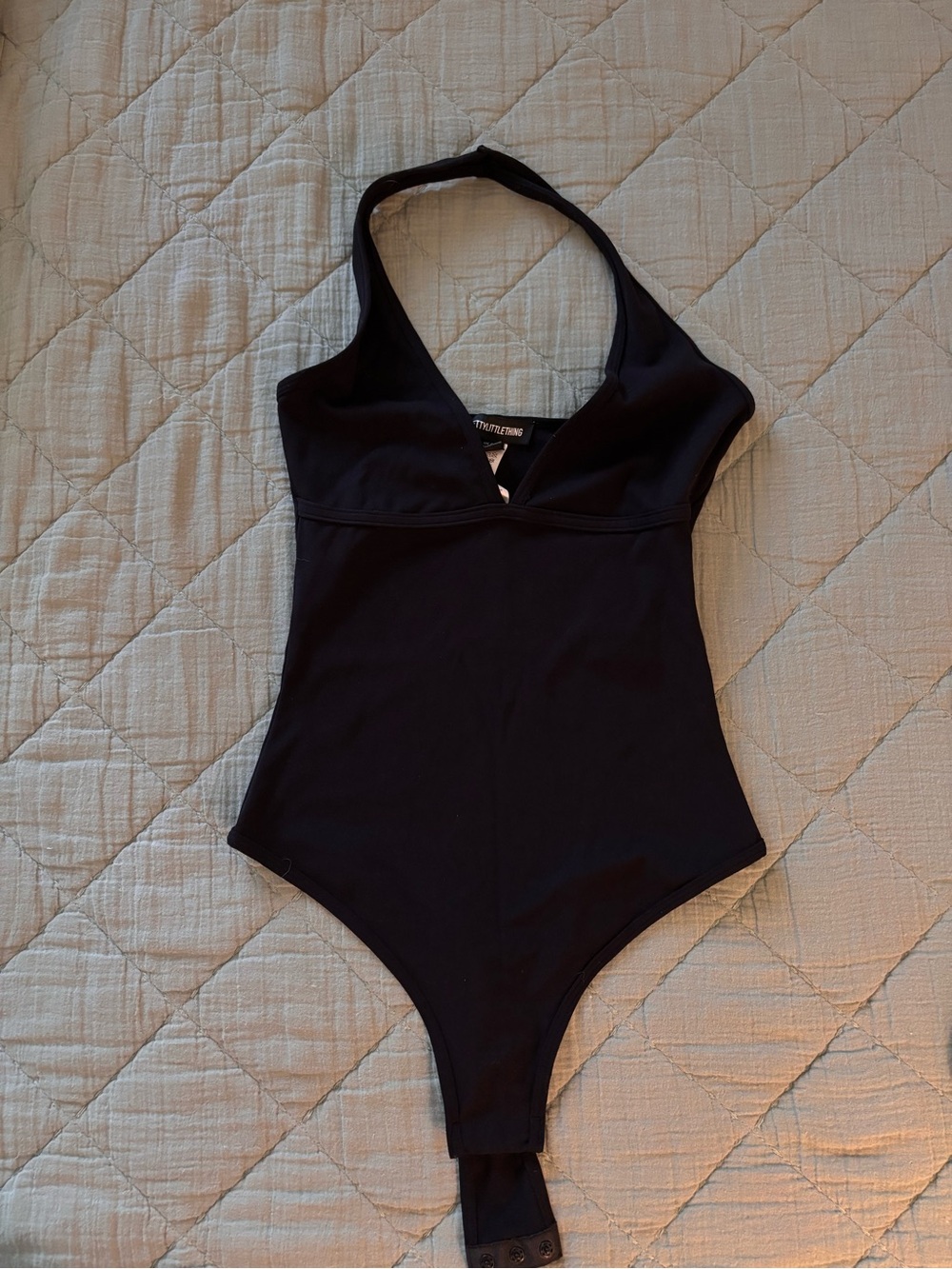 PrettyLittleThing Black Halter Bodysuit